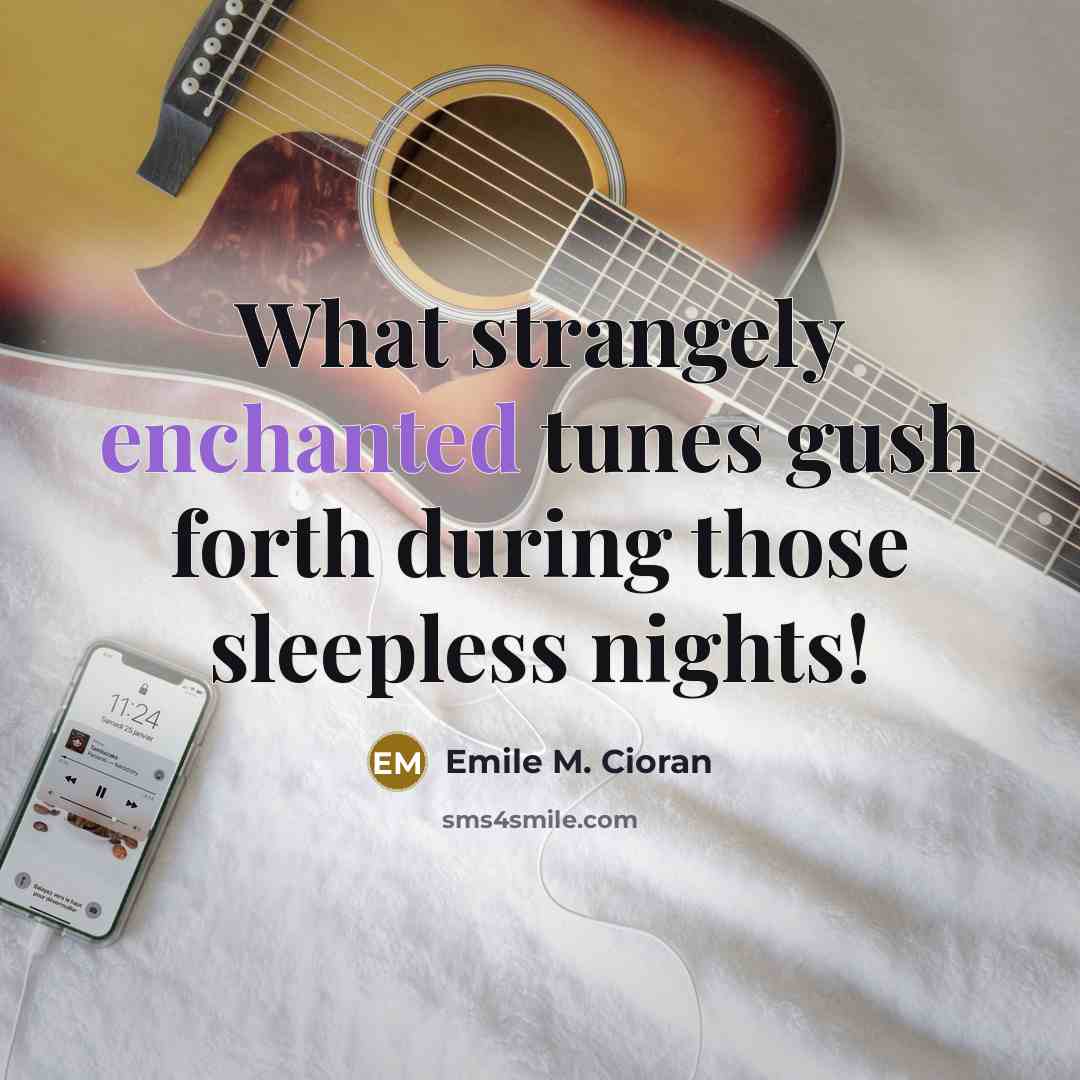 “What strangely enchanted tunes gush forth during those sleepless nights!…” quote by Emile M. Cioran
