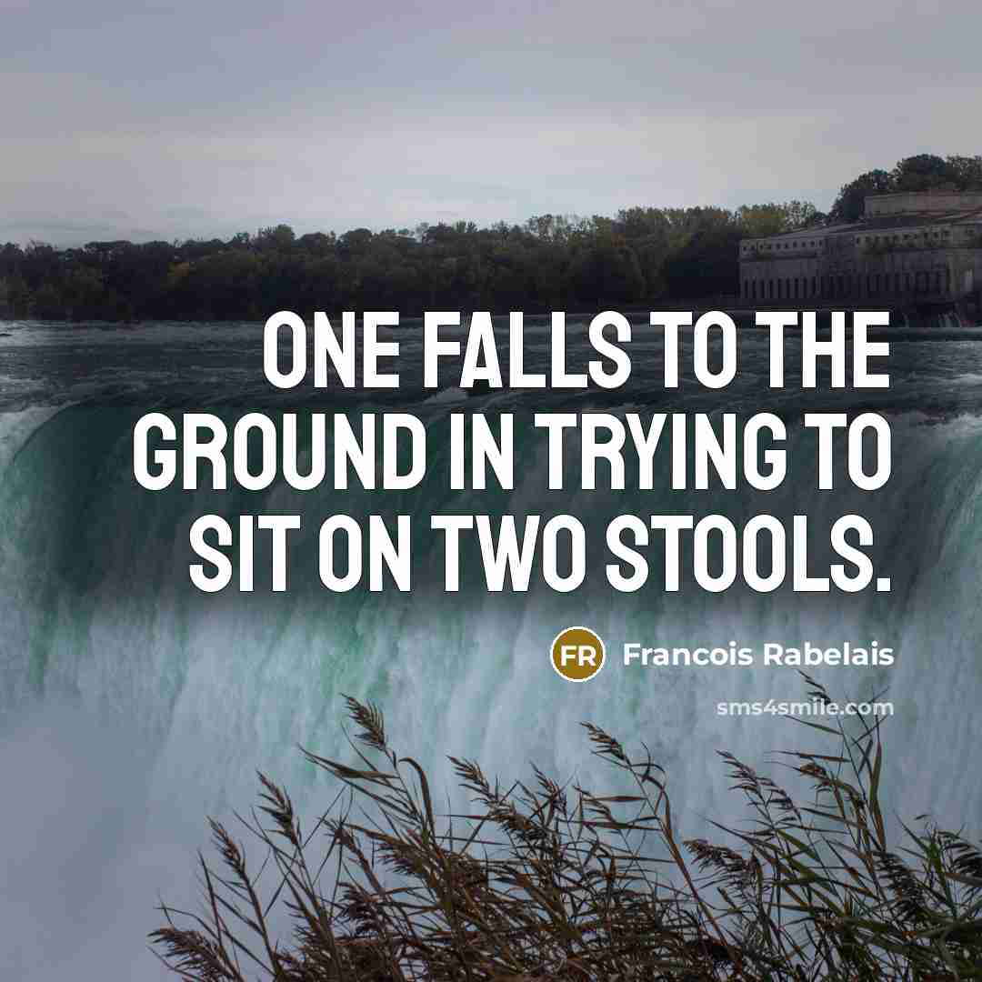 “One falls to the ground in trying to sit on…” quote by Francois Rabelais