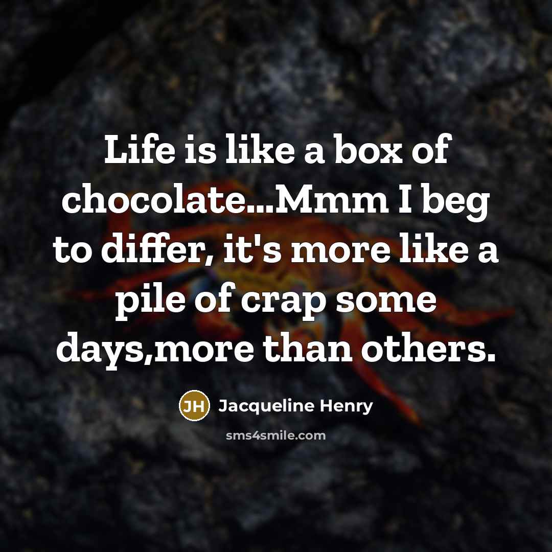 “Life is like a box of chocolate.......Mmm I beg to…” quote by Jacqueline Henry