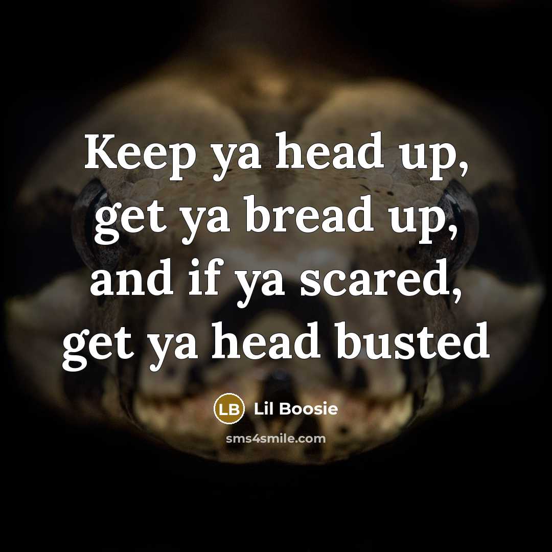 “Keep ya head up, get ya bread up, and if…” quote by Lil Boosie