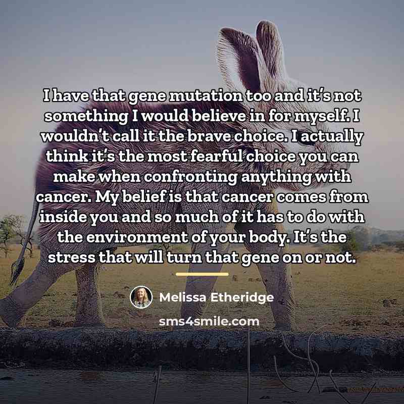 “I have that gene mutation too and it’s not something…” quote by Melissa Etheridge