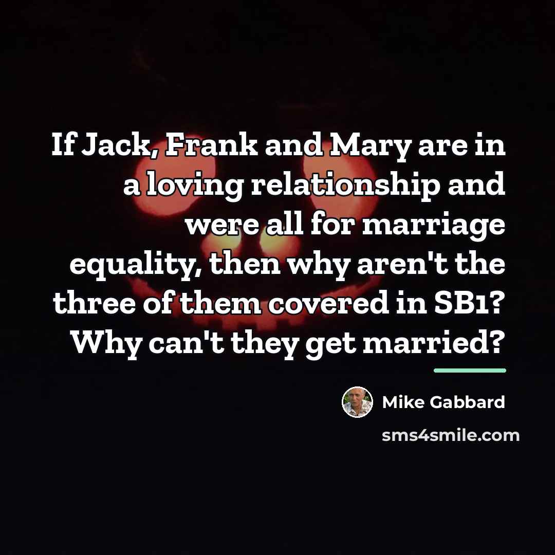 “If Jack, Frank and Mary are in a loving relationship…” quote by Mike Gabbard