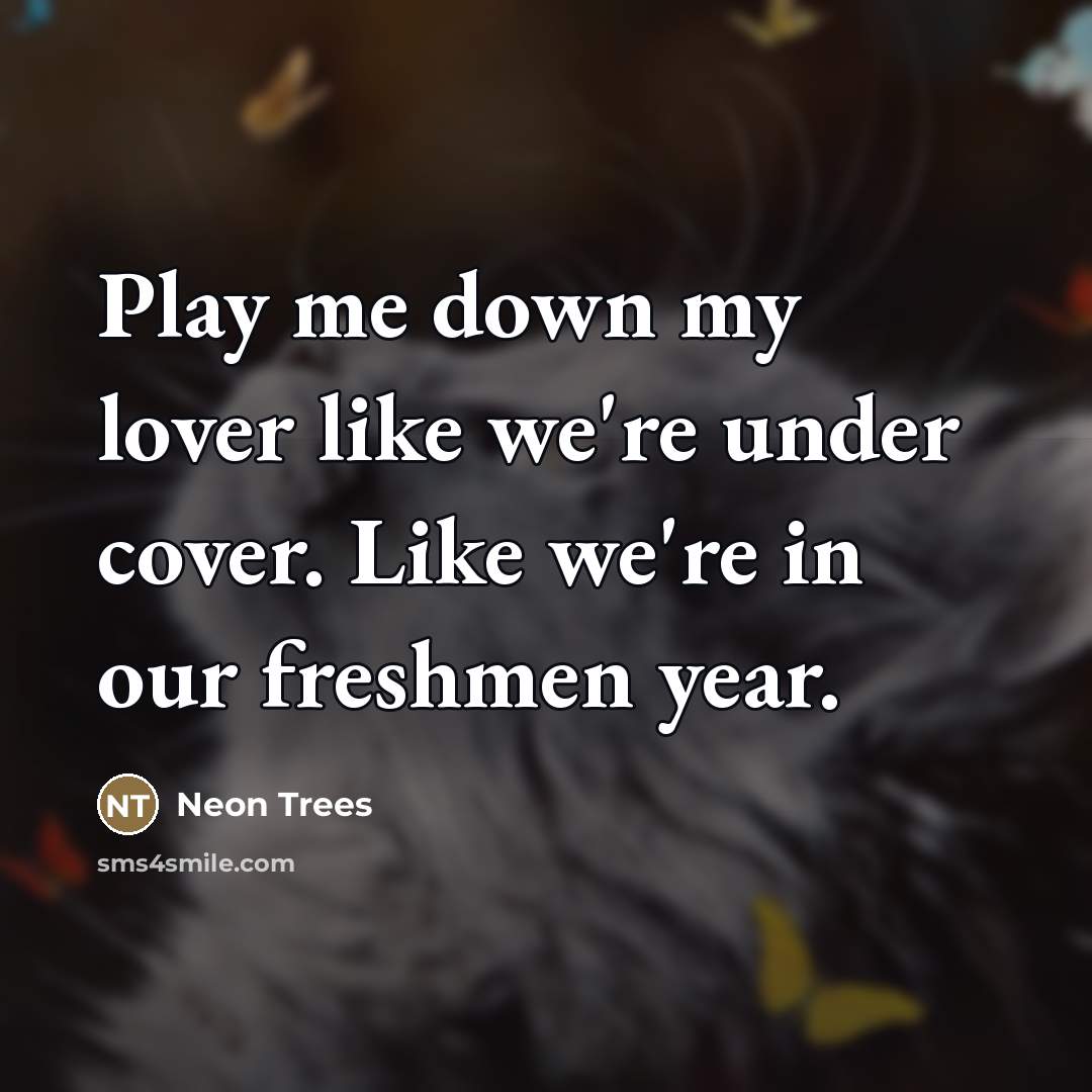 “Play me down my lover like we're under cover. Like…” quote by Neon Trees