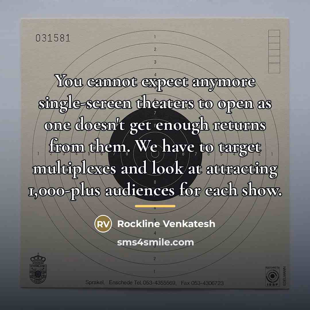 “You cannot expect anymore single-screen theaters to open as one…” quote by Rockline Venkatesh