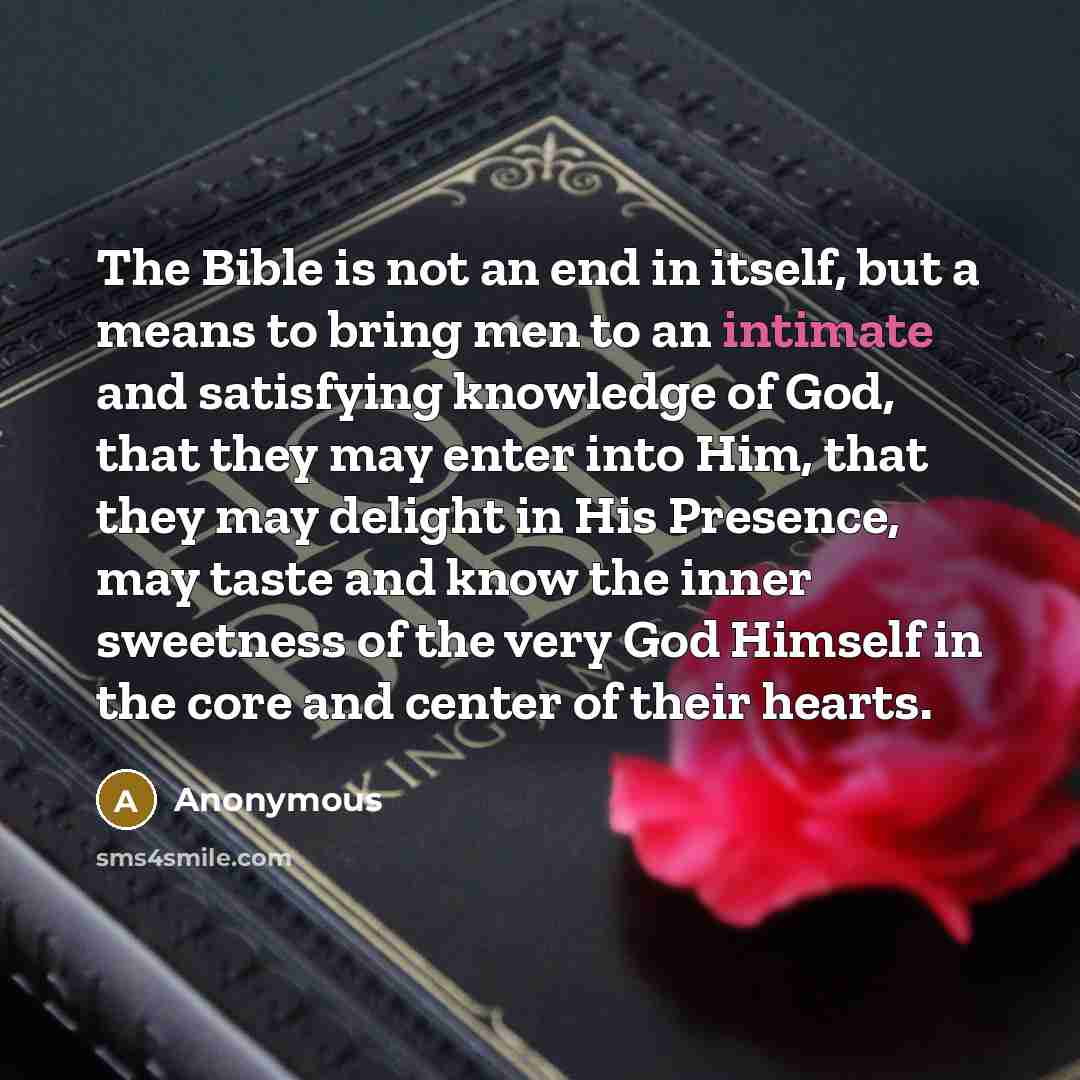 “The Bible is not an end in itself, but a…” quote by Anonymous