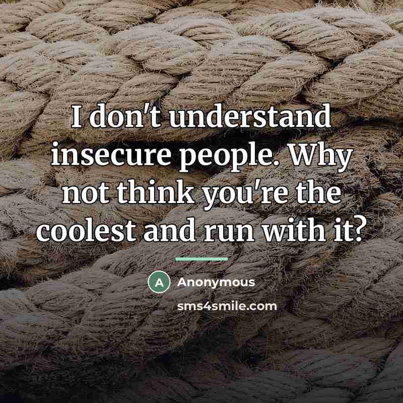 “I don't understand insecure people. Why not think you're the…” quote by Anonymous
