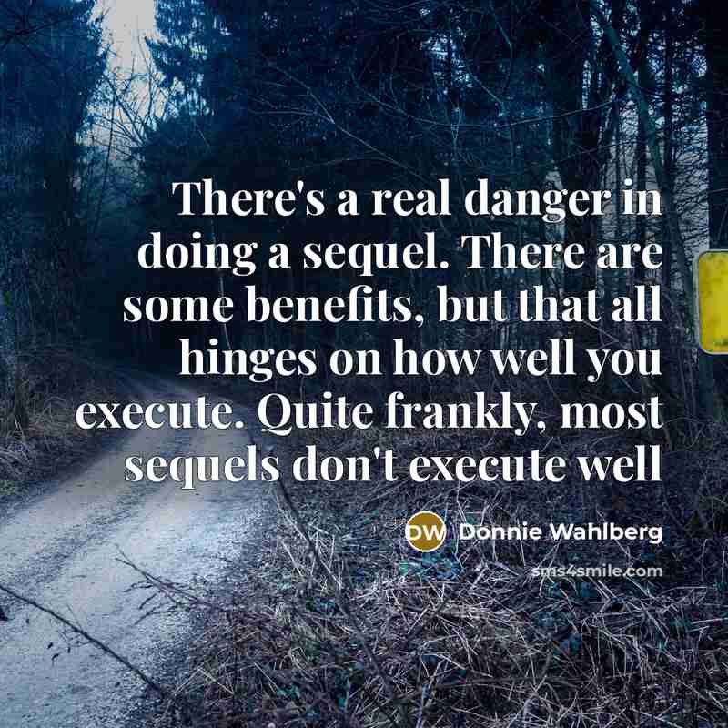 “There's a real danger in doing a sequel. There are…” quote by Donnie Wahlberg