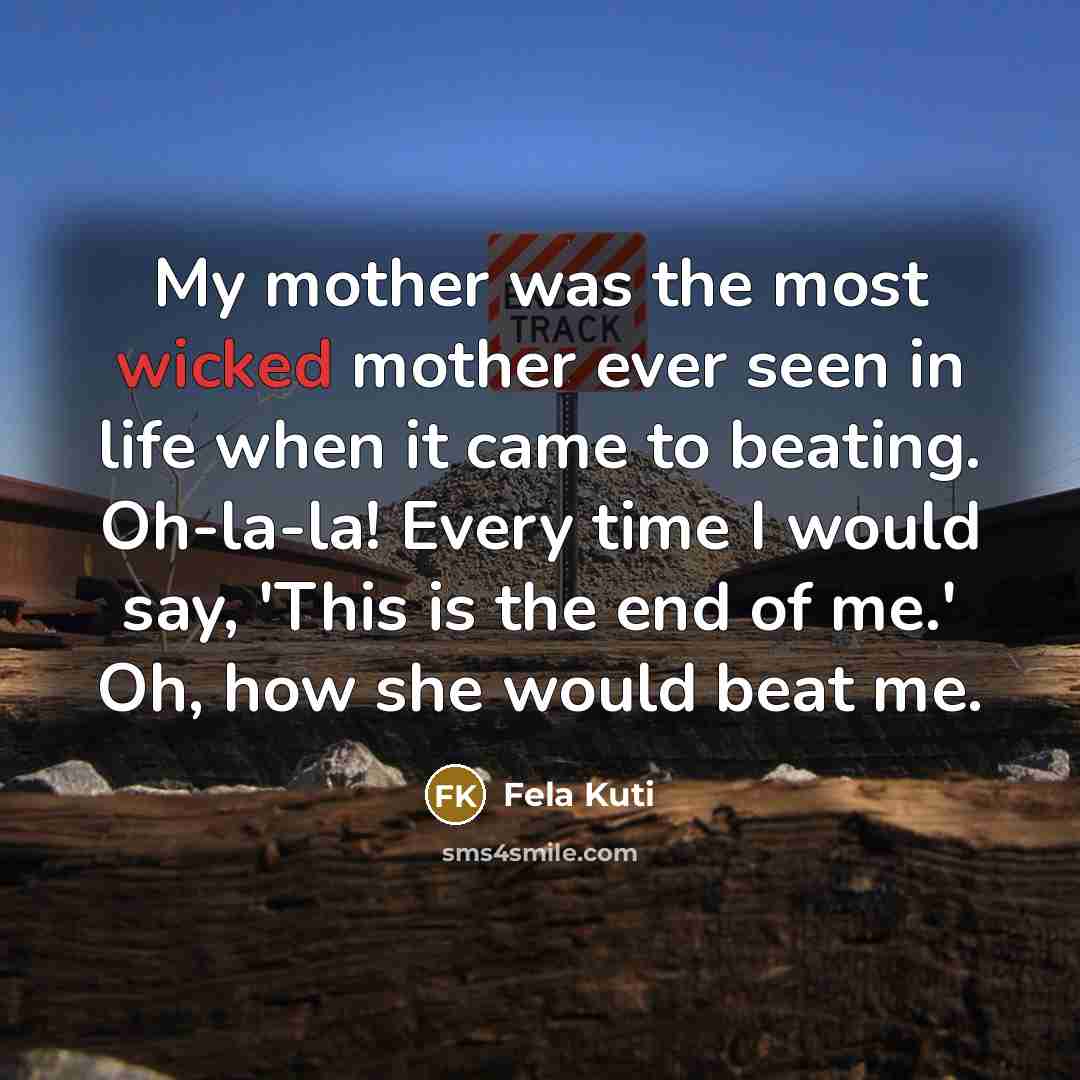 “My mother was the most wicked mother ever seen in…” quote by Fela Kuti