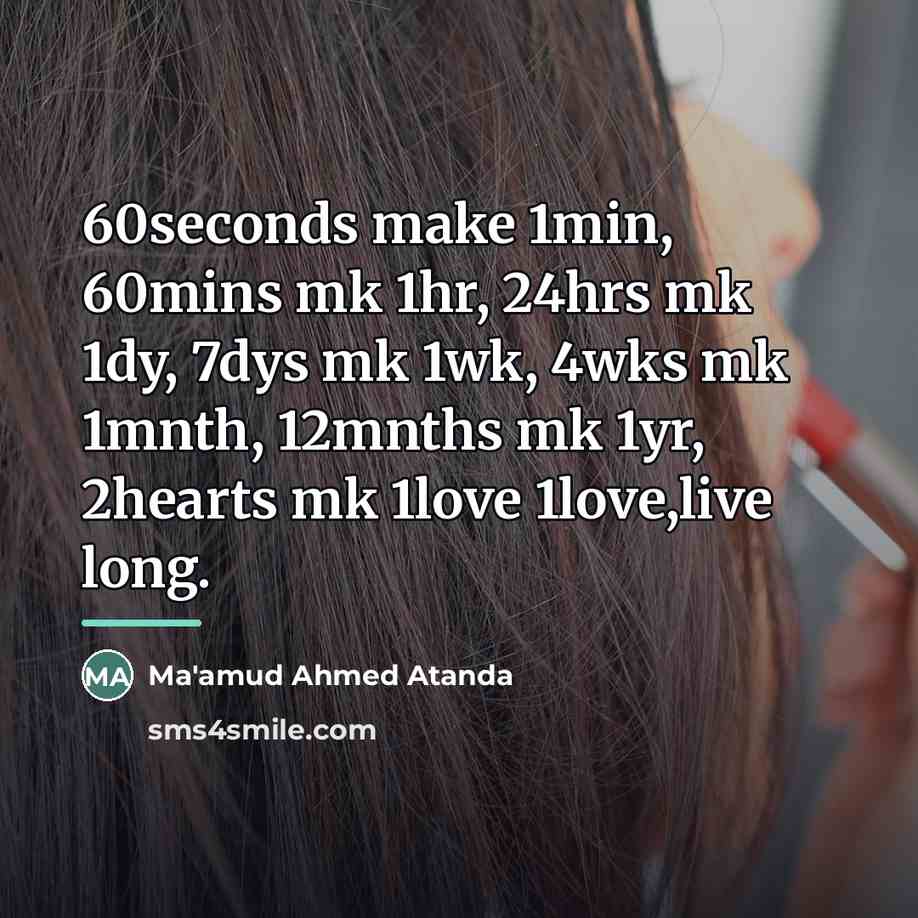 “60seconds make 1min, 60mins mk 1hr, 24hrs mk 1dy, 7dys…” quote by Ma'amud Ahmed Atanda