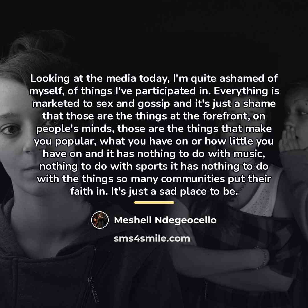 “Looking at the media today, I'm quite ashamed of myself,…” quote by Meshell Ndegeocello
