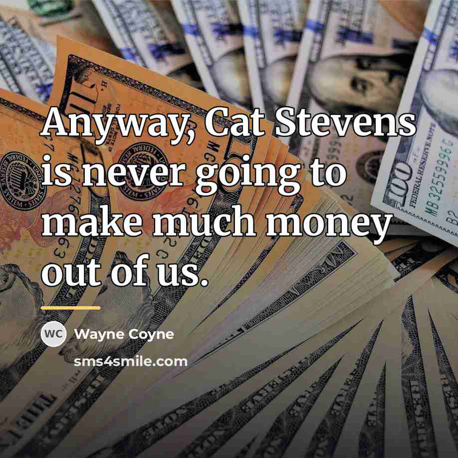 “Anyway, Cat Stevens is never going to make much money…” quote by Wayne Coyne