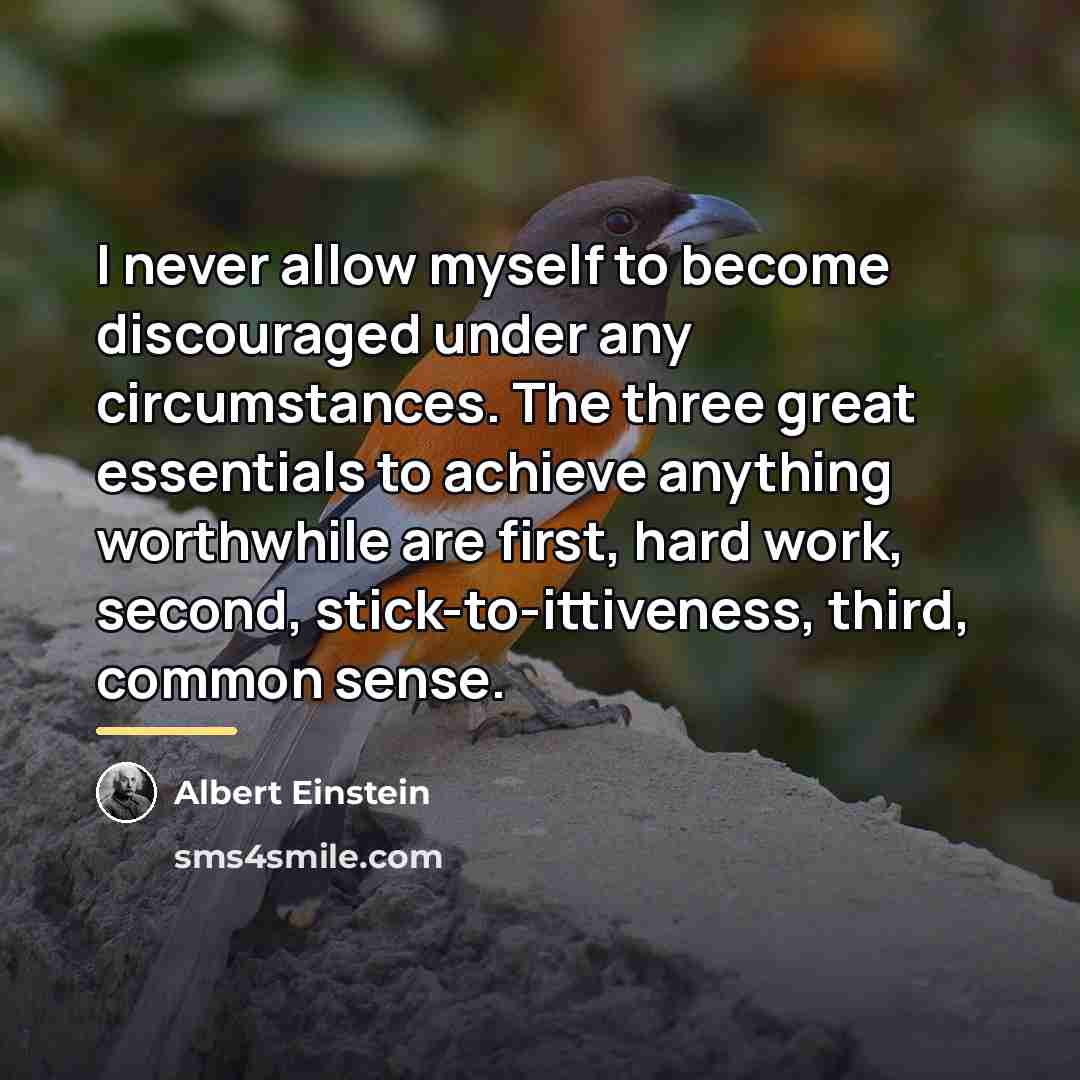 “I never allow myself to become discouraged under any circumstances.…” quote by Albert Einstein