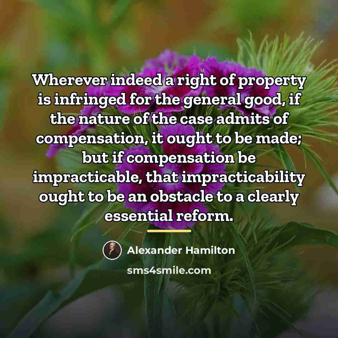 “Wherever indeed a right of property is infringed for the…” quote by Alexander Hamilton