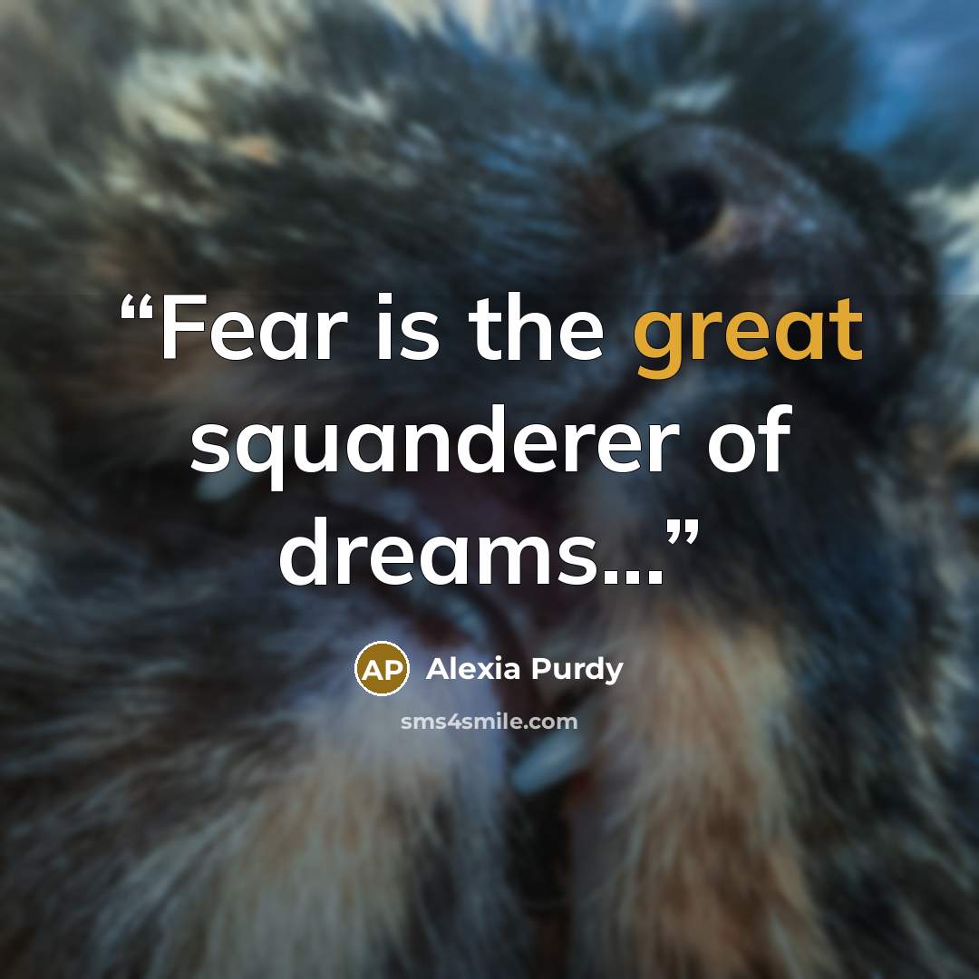 “Fear is the great squanderer of dreams...” quote by Alexia Purdy
