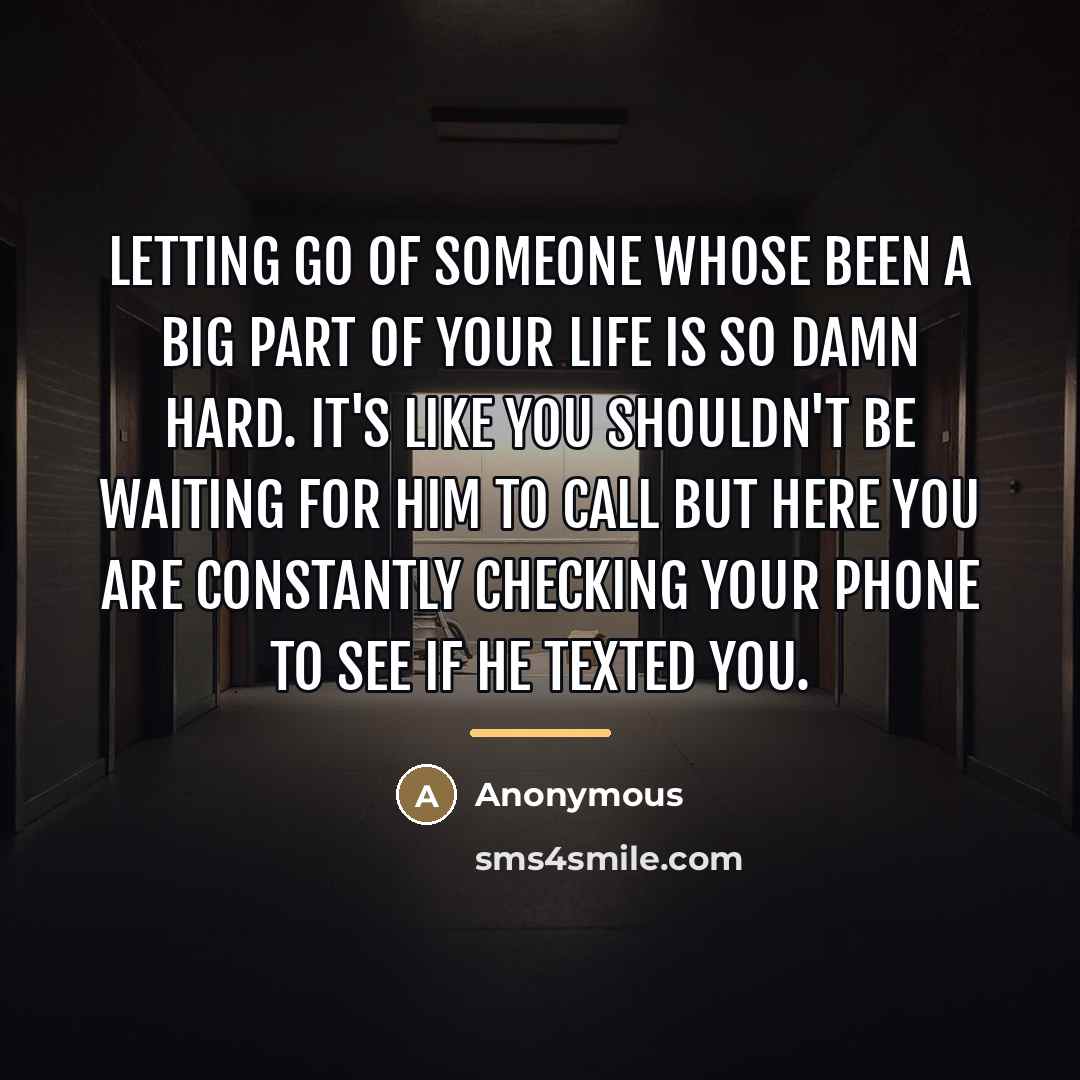 “Letting go of someone whose been a big part of…” quote by Anonymous