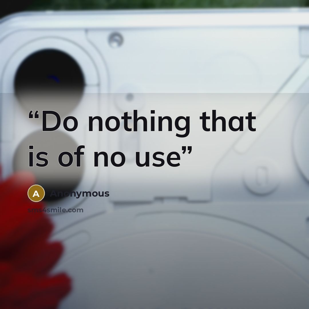 “Do nothing that is of no use” quote by Anonymous