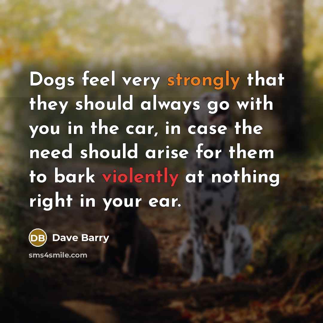 “Dogs feel very strongly that they should always go with…” quote by Dave Barry