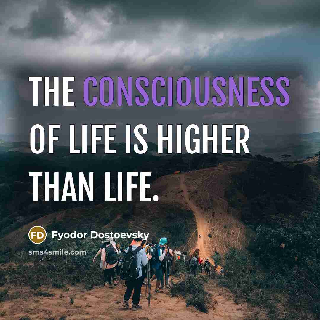 “The consciousness of life is higher than life.…” quote by Fyodor Dostoevsky