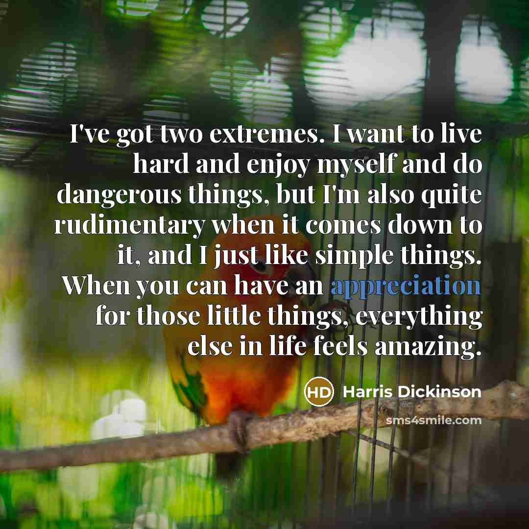 “I've got two extremes. I want to live hard and…” quote by Harris Dickinson