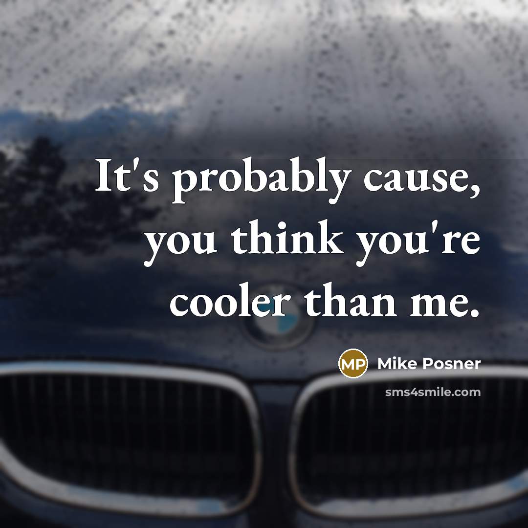 “It's probably cause, you think you're cooler than me.…” quote by Mike Posner