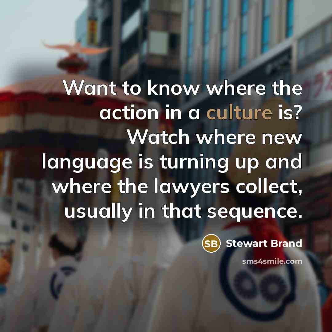 “Want to know where the action in a culture is?…” quote by Stewart Brand