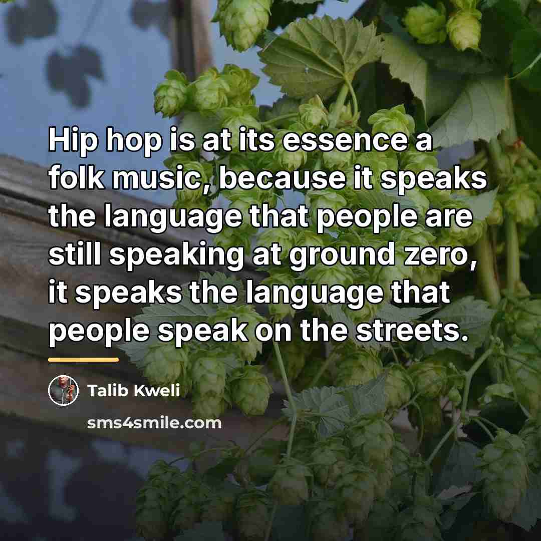 “Hip hop is at its essence a folk music, because…” quote by Talib Kweli