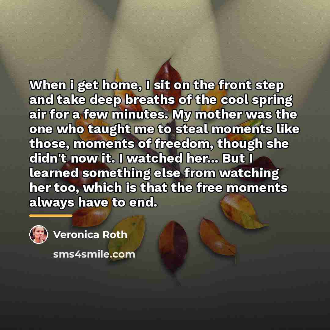 “When i get home, I sit on the front step…” quote by Veronica Roth