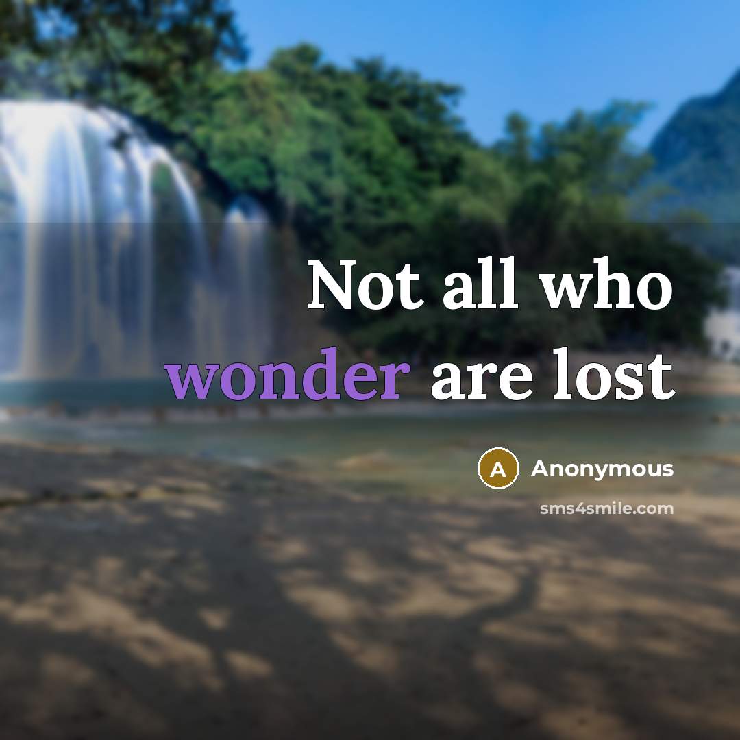 “Not all who wonder are lost” quote by Anonymous