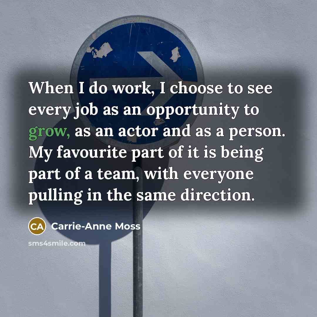 “When I do work, I choose to see every job…” quote by Carrie-Anne Moss