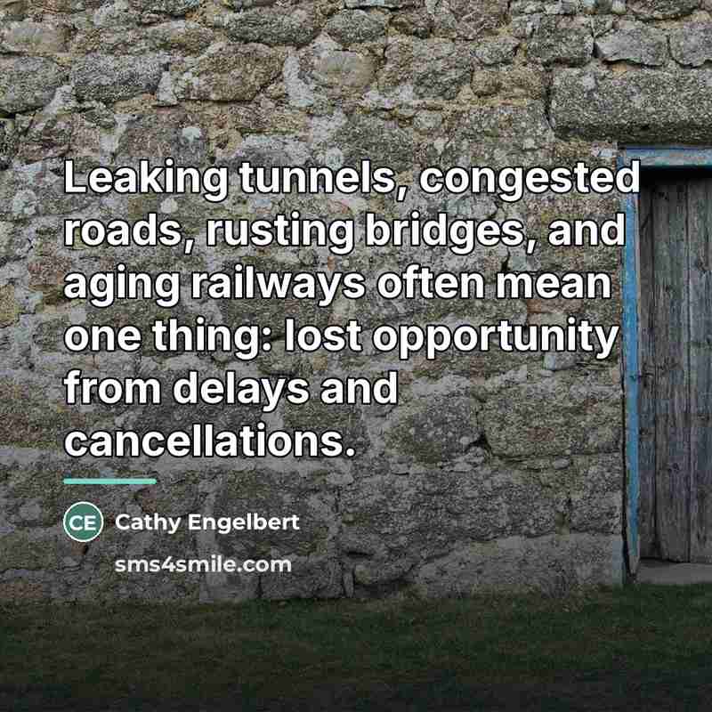 “Leaking tunnels, congested roads, rusting bridges, and aging railways often…” quote by Cathy Engelbert