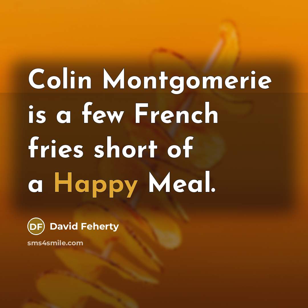 “Colin Montgomerie is a few French fries short of a Happy Meal.” quote by David Feherty