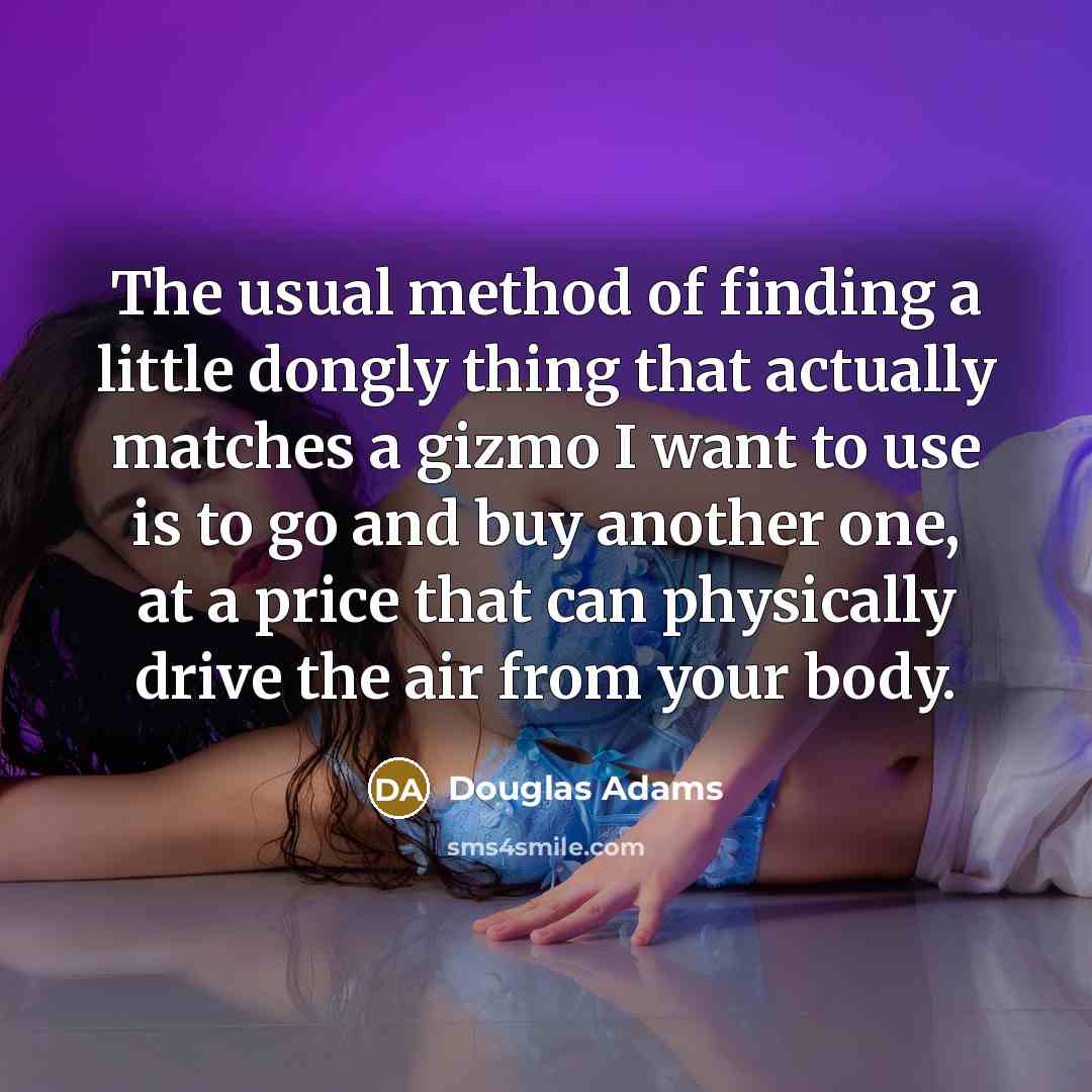 “The usual method of finding a little dongly thing that…” quote by Douglas Adams