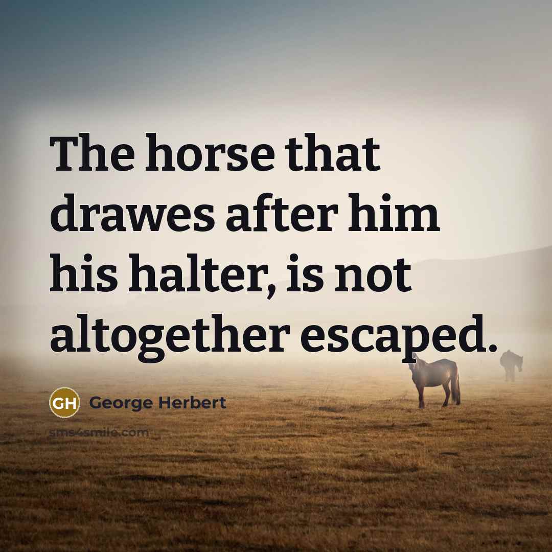 “The horse that drawes after him his halter, is not altogether escaped.” quote by George Herbert
