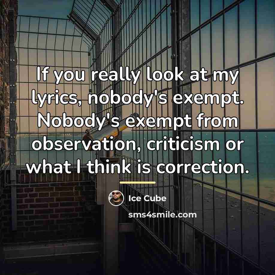 “If you really look at my lyrics, nobody's exempt. Nobody's…” quote by Ice Cube