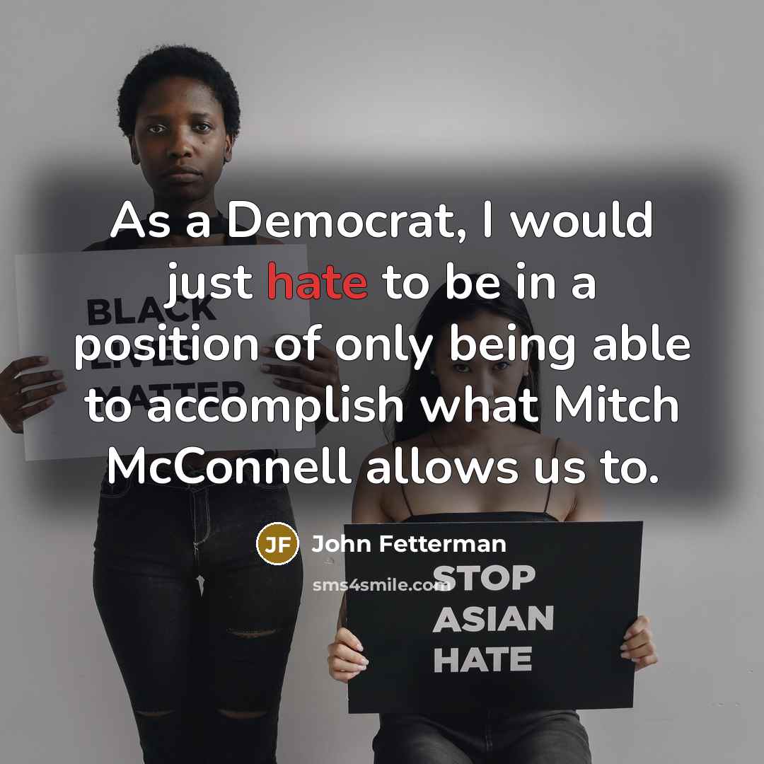 “As a Democrat, I would just hate to be in…” quote by John Fetterman