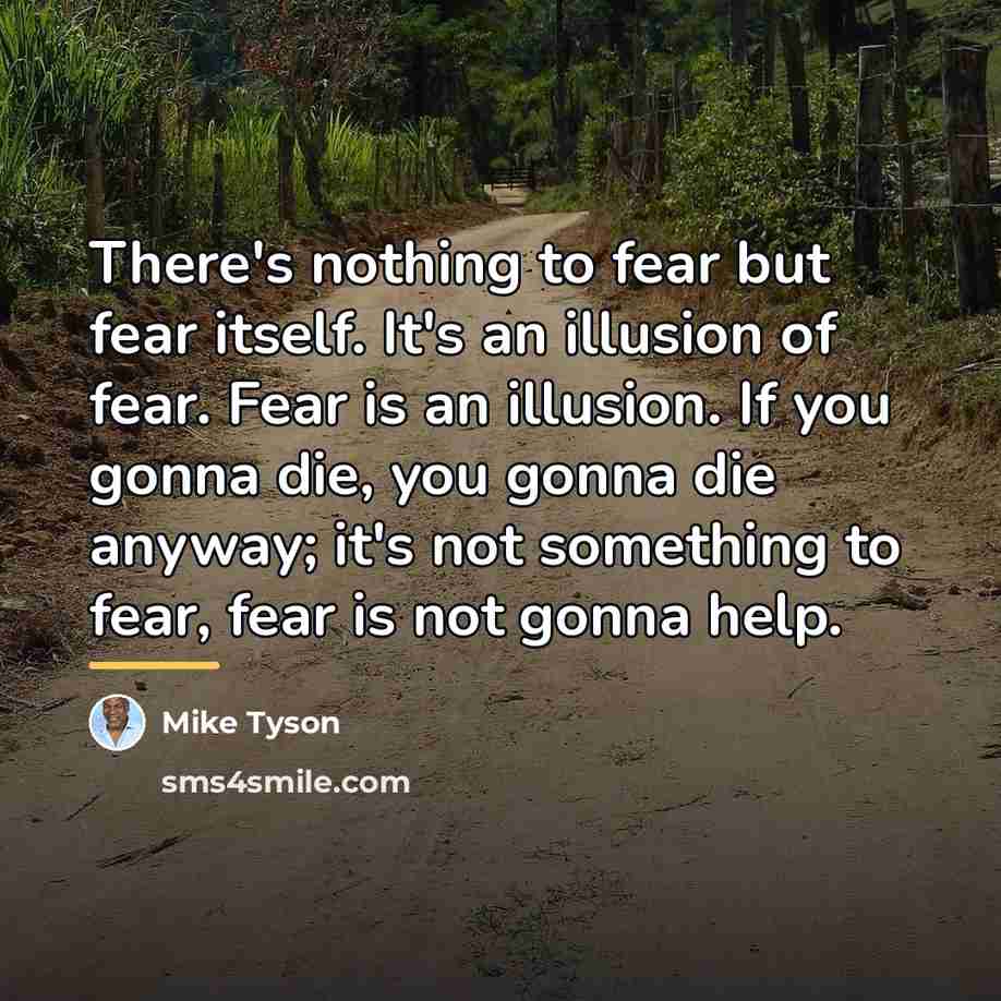 “There's nothing to fear but fear itself. It's an illusion…” quote by Mike Tyson