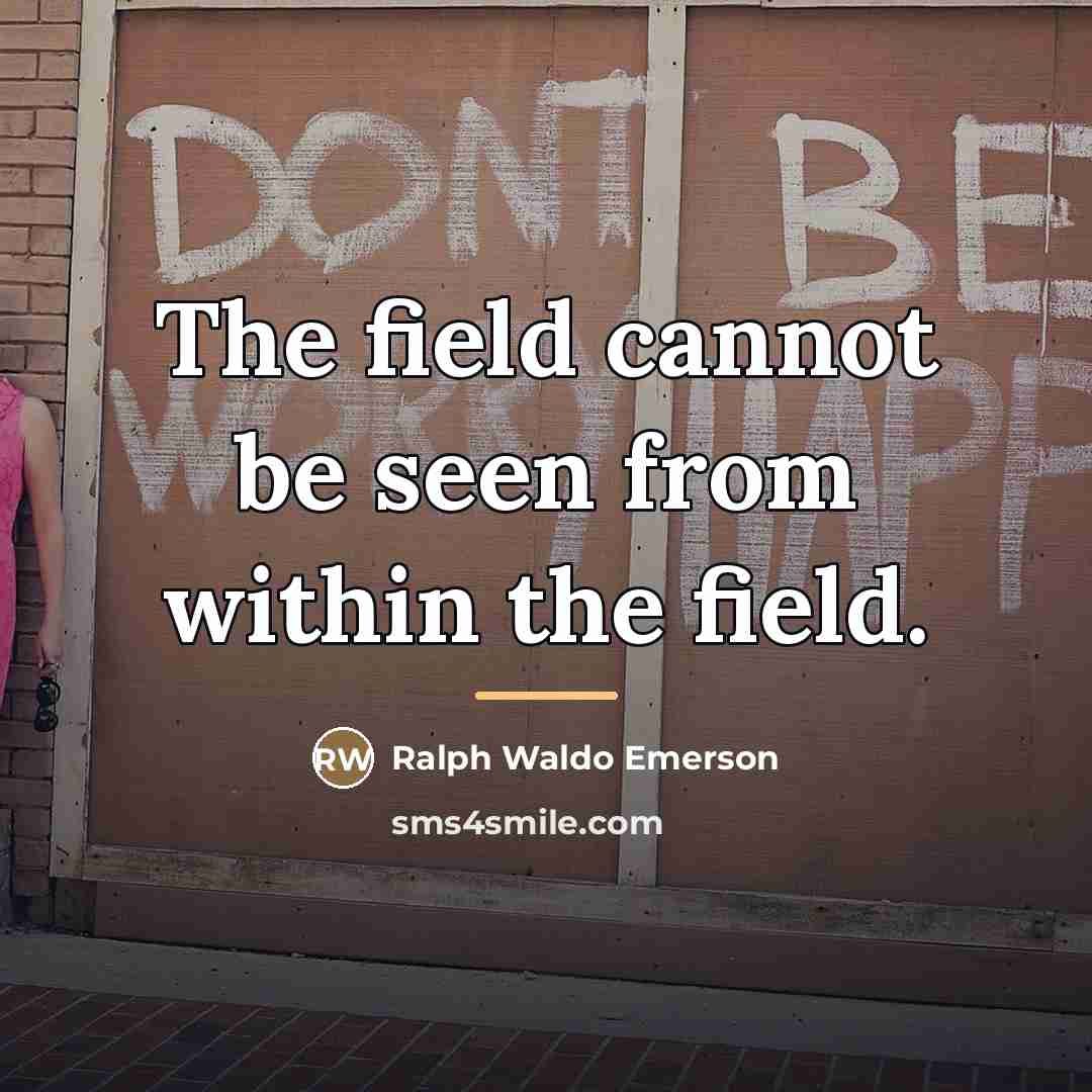 “The field cannot be seen from within the field.…” quote by Ralph Waldo Emerson