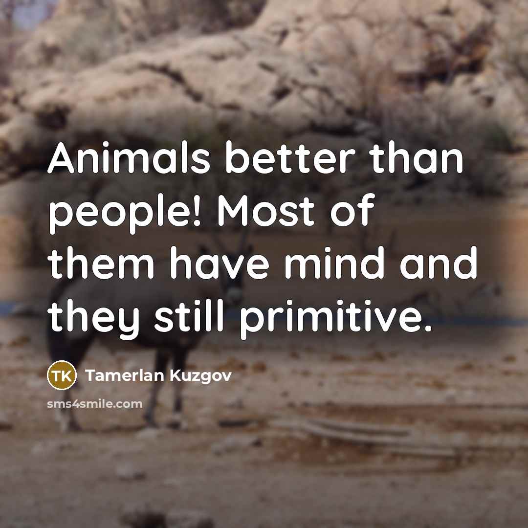 “Animals better than people! Most of them have mind and…” quote by Tamerlan Kuzgov