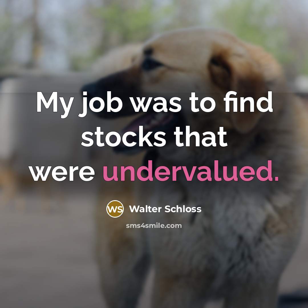 “My job was to find stocks that were undervalued.” quote by Walter Schloss