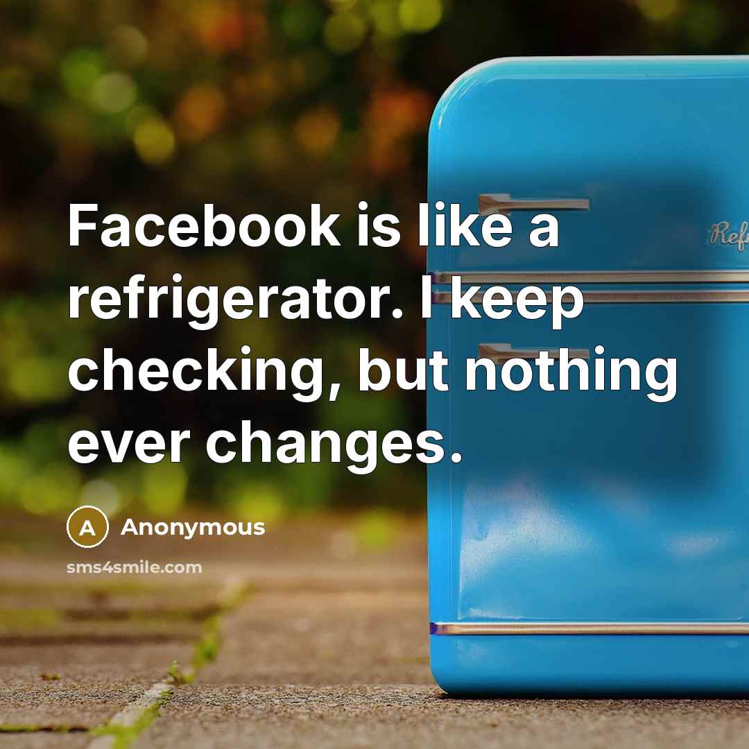 “Facebook is like a refrigerator. I keep checking, but nothing ever changes.” quote by Anonymous