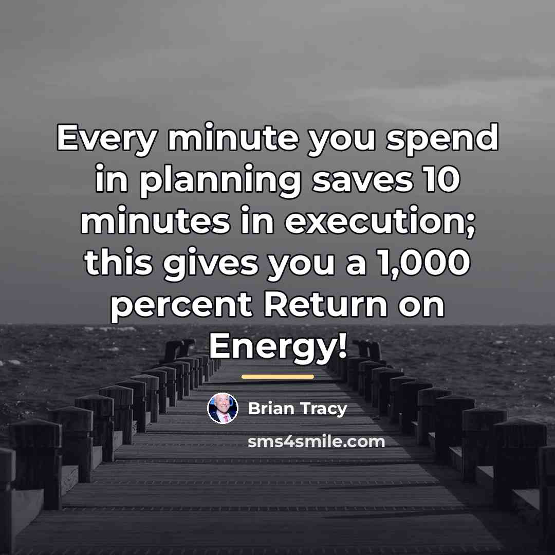 “Every minute you spend in planning saves 10 minutes in…” quote by Brian Tracy