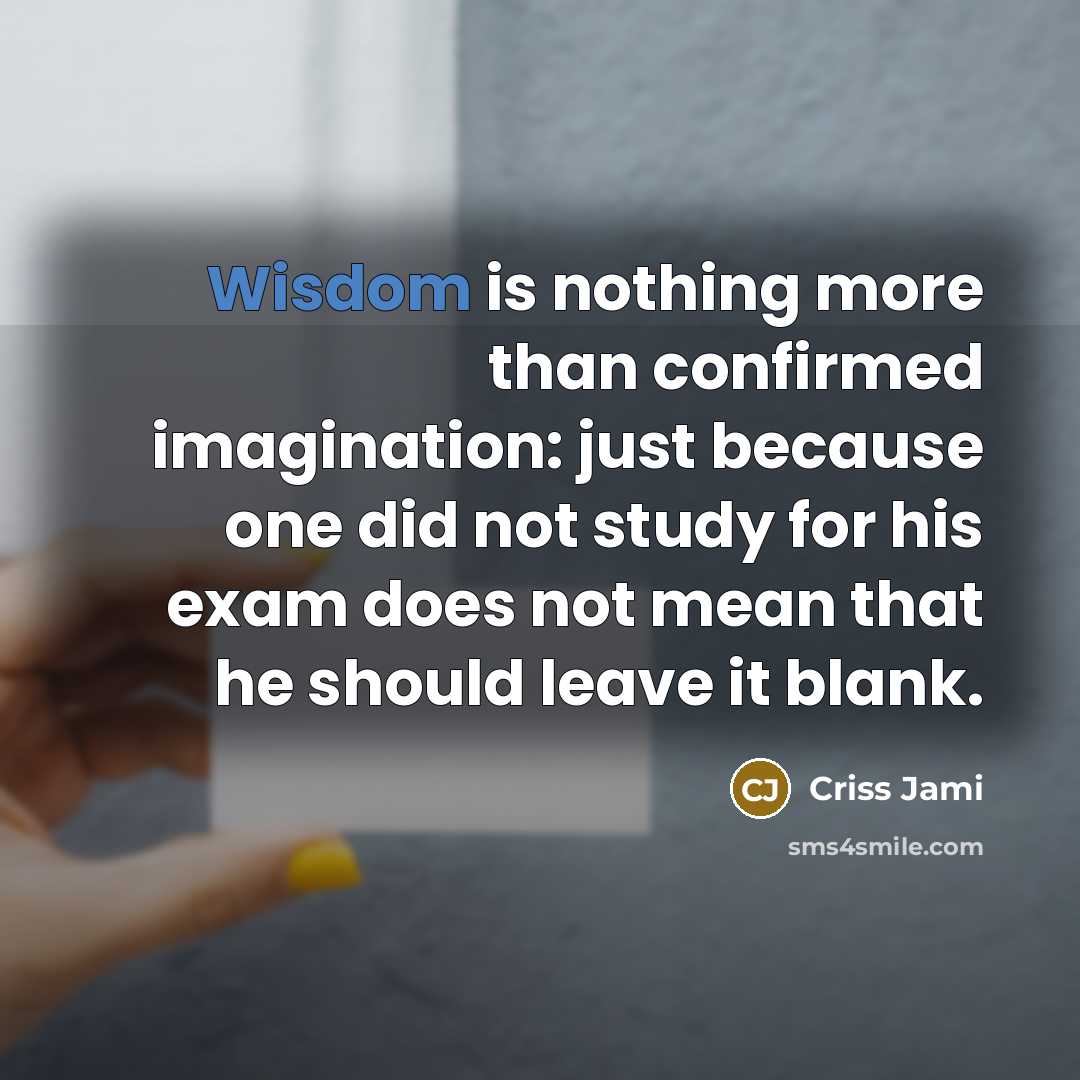 “Wisdom is nothing more than confirmed imagination: just because one…” quote by Criss Jami