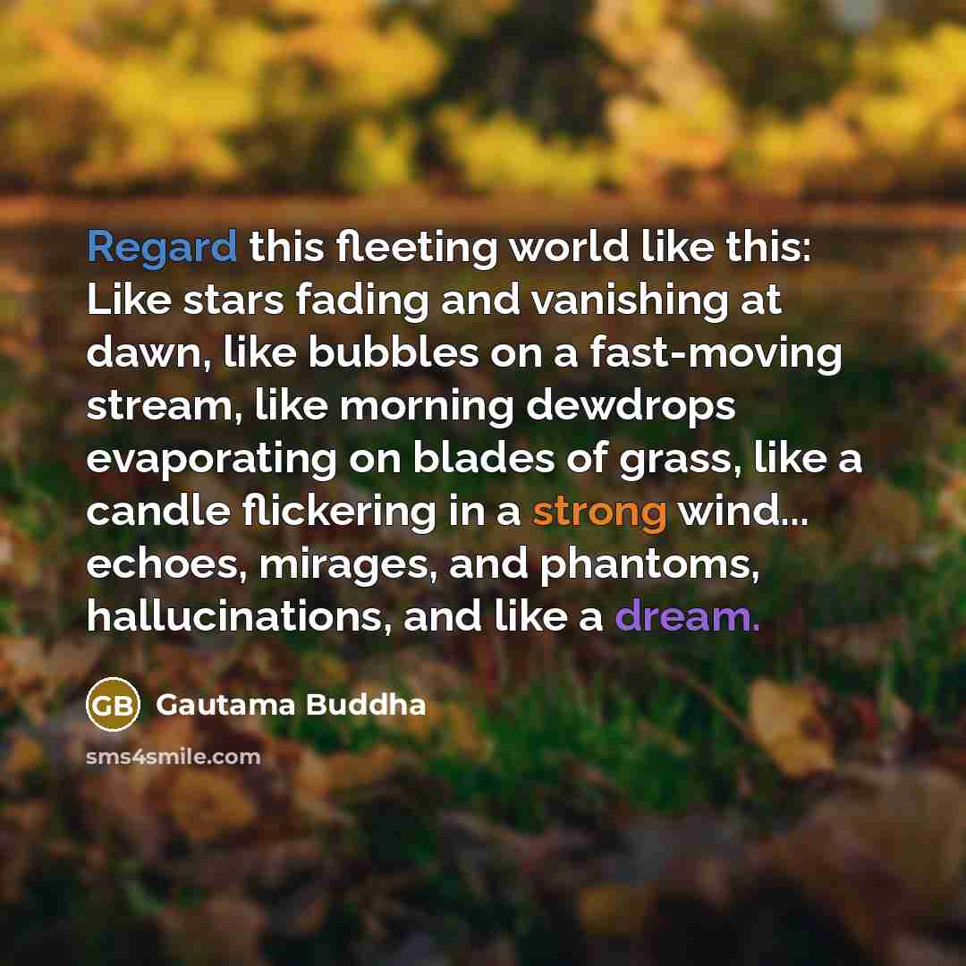“Regard this fleeting world like this: Like stars fading and…” quote by Gautama Buddha
