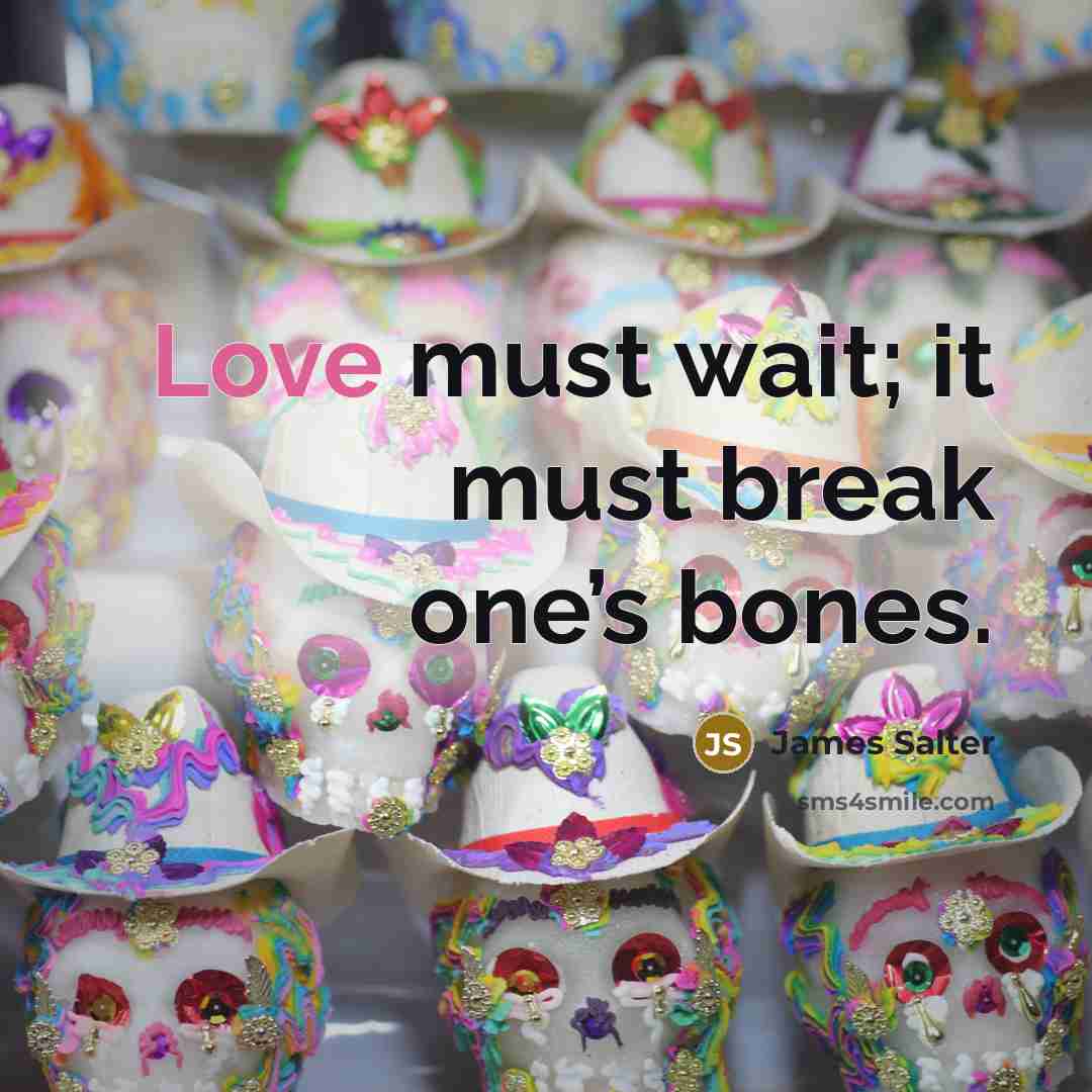 “Love must wait; it must break one’s bones.…” quote by James Salter