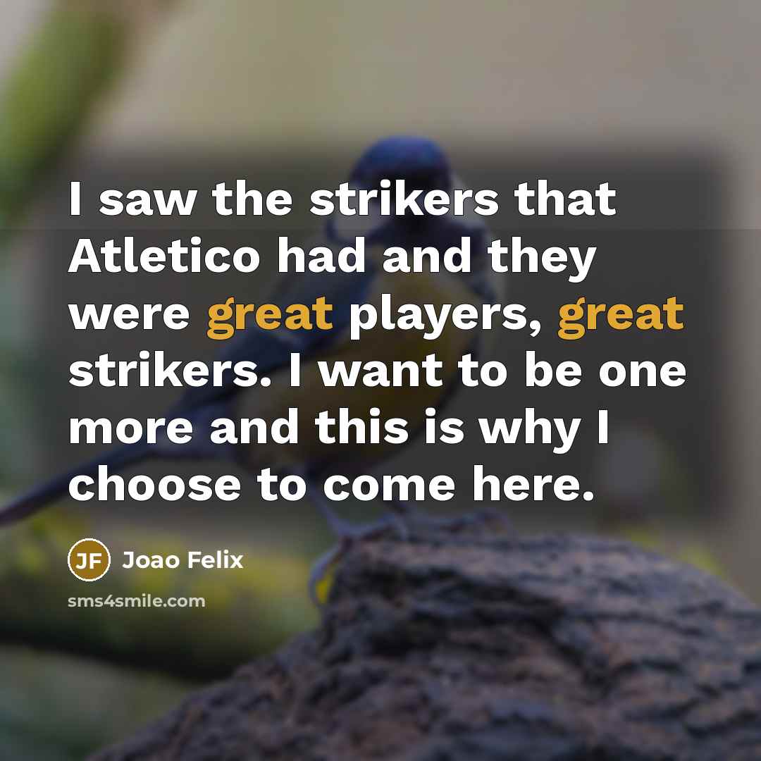 “I saw the strikers that Atletico had and they were…” quote by Joao Felix