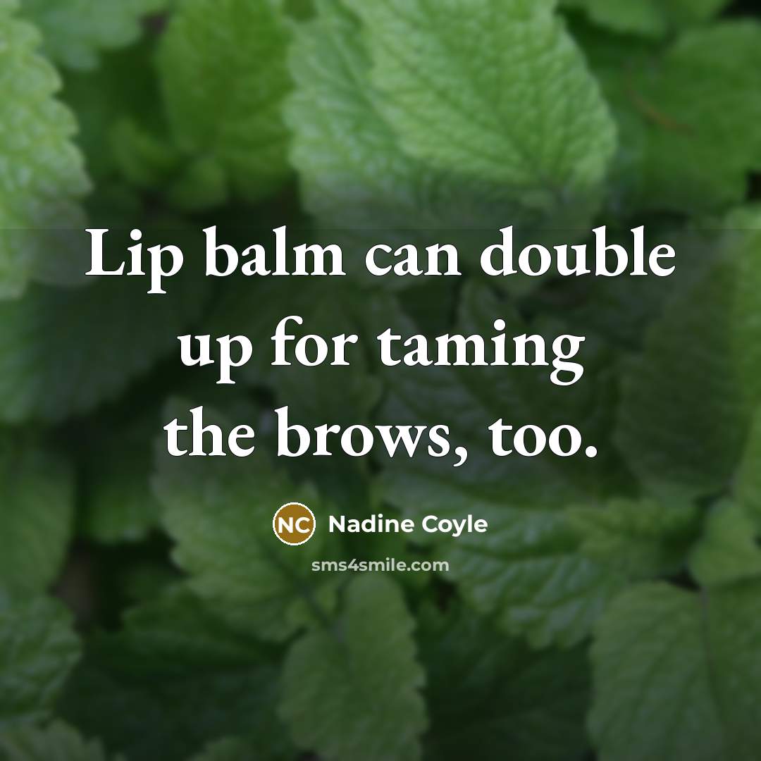 “Lip balm can double up for taming the brows, too.…” quote by Nadine Coyle