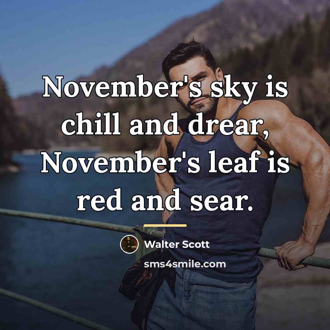 “November's sky is chill and drear, November's leaf is red…” quote by Walter Scott