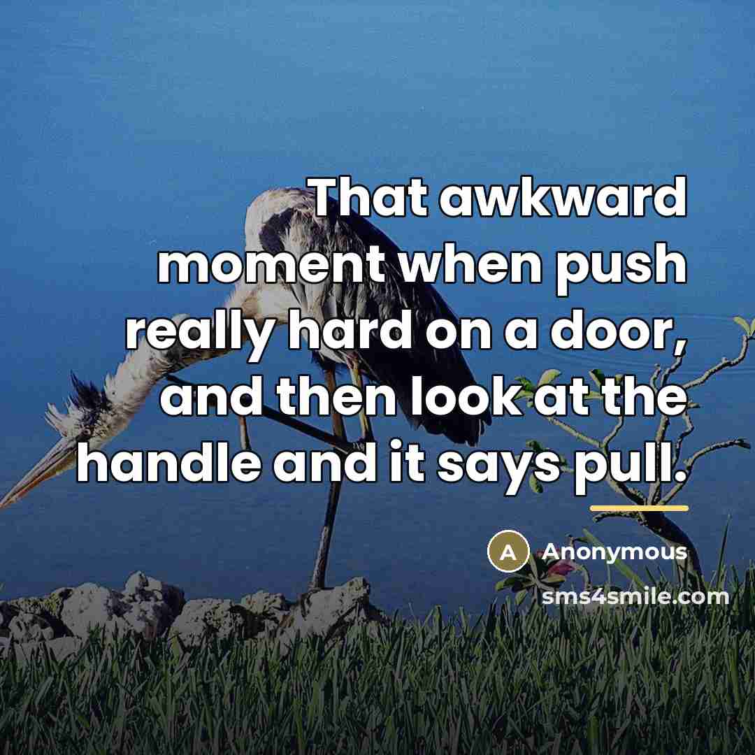 “That awkward moment when push really hard on a door,…” quote by Anonymous