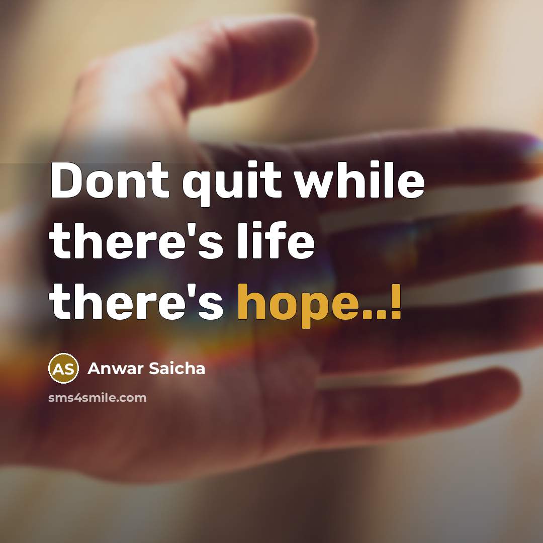 “Dont quit while there's life there's hope..!…” quote by Anwar Saicha