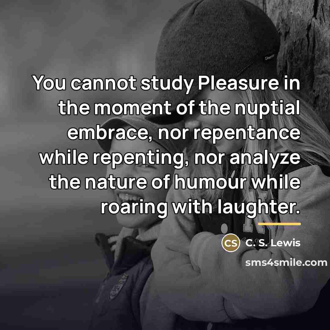 “You cannot study Pleasure in the moment of the nuptial…” quote by C. S. Lewis